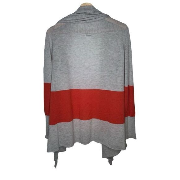 Club Monaco M/L Cashmere orange stripe Waterfall Open Cardigan knit Sweater - Picture 2 of 5